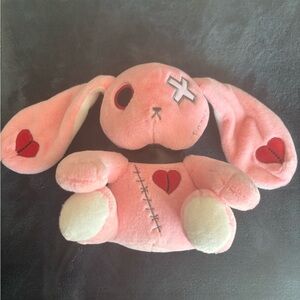 Pink Plush Bunny with Heart Patch